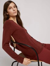 Soft cardigan - Women - dark maroon red melange Soft cardigan - Women - dark maroon red melange - 5 - TOM TAILOR