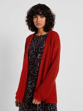 Loose Fit Cardigan mit Rippstruktur - Frauen - dry flower red melange Loose Fit Cardigan mit Rippstruktur - Frauen - dry flower red melange - 1 - Mine to five