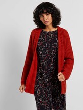 Loose Fit Cardigan mit Rippstruktur - Frauen - dry flower red melange Loose Fit Cardigan mit Rippstruktur - Frauen - dry flower red melange - 5 - Mine to five
