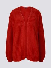 Loose Fit Cardigan mit Rippstruktur - Frauen - dry flower red melange Loose Fit Cardigan mit Rippstruktur - Frauen - dry flower red melange - 7 - Mine to five