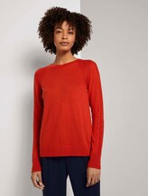 Merino Strickpullover - Frauen - Molten Lava Red Merino Strickpullover - Frauen - Molten Lava Red - 1 - Mine to five