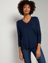 Fließendes Shirt mit Ripp-Bündchen - Frauen - Sky Captain Blue Fließendes Shirt mit Ripp-Bündchen - Frauen - Sky Captain Blue - 5 - Mine to five