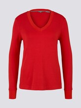 Fließendes Shirt mit Ripp-Bündchen - Frauen - Molten Lava Red Fließendes Shirt mit Ripp-Bündchen - Frauen - Molten Lava Red - 7 - Mine to five