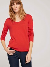 Basic Pullover mit V-Ausschnitt - Frauen - Strong Red Basic Pullover mit V-Ausschnitt - Frauen - Strong Red - 5 - TOM TAILOR
