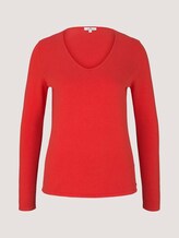 Basic Pullover mit V-Ausschnitt - Frauen - Strong Red Basic Pullover mit V-Ausschnitt - Frauen - Strong Red - 7 - TOM TAILOR