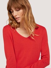 Basic Pullover mit V-Ausschnitt - Frauen - Strong Red Basic Pullover mit V-Ausschnitt - Frauen - Strong Red - 9 - TOM TAILOR