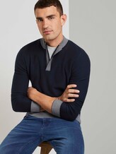 Melierter Pullover mit Troyer-Kragen - Männer - Sky Captain Blue Melierter Pullover mit Troyer-Kragen - Männer - Sky Captain Blue - 5 - TOM TAILOR