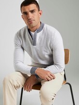 Gevlekte trui met troy kraag - Mannen - Light Soft Grey Melange Gevlekte trui met troy kraag - Mannen - Light Soft Grey Melange - 5 - TOM TAILOR