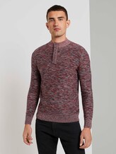 Melierter Pullover mit Troyer-Kragen - Männer - navy base multicolor structure Melierter Pullover mit Troyer-Kragen - Männer - navy base multicolor structure - 1 - TOM TAILOR