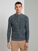 Melierter Pullover mit Troyer-Kragen - Männer - green by navy white structure Melierter Pullover mit Troyer-Kragen - Männer - green by navy white structure - 1 - TOM TAILOR