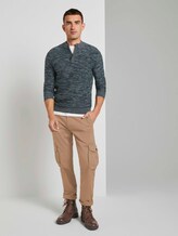 Melierter Pullover mit Troyer-Kragen - Männer - green by navy white structure Melierter Pullover mit Troyer-Kragen - Männer - green by navy white structure - 3 - TOM TAILOR