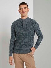 Melierter Pullover mit Troyer-Kragen - Männer - green by navy white structure Melierter Pullover mit Troyer-Kragen - Männer - green by navy white structure - 5 - TOM TAILOR