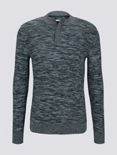 Melierter Pullover mit Troyer-Kragen - Männer - green by navy white structure Melierter Pullover mit Troyer-Kragen - Männer - green by navy white structure - 7 - TOM TAILOR