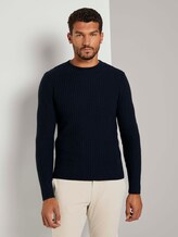 Strukturierter Pullover mit Wollanteil - Männer - Sky Captain Blue Strukturierter Pullover mit Wollanteil - Männer - Sky Captain Blue - 1 - TOM TAILOR