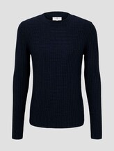 Strukturierter Pullover mit Wollanteil - Männer - Sky Captain Blue Strukturierter Pullover mit Wollanteil - Männer - Sky Captain Blue - 7 - TOM TAILOR