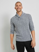 Schalkragen-Pullover mit Struktur - Männer - Grey Heather Melange Schalkragen-Pullover mit Struktur - Männer - Grey Heather Melange - 1 - TOM TAILOR