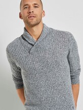 Schalkragen-Pullover mit Struktur - Männer - Grey Heather Melange Schalkragen-Pullover mit Struktur - Männer - Grey Heather Melange - 9 - TOM TAILOR