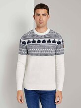 Gemusterter Jacquard-Pullover - Männer - white with navy placed design Gemusterter Jacquard-Pullover - Männer - white with navy placed design - 1 - TOM TAILOR