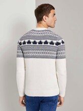 Gemusterter Jacquard-Pullover - Männer - white with navy placed design Gemusterter Jacquard-Pullover - Männer - white with navy placed design - 2 - TOM TAILOR