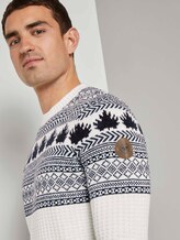 Gemusterter Jacquard-Pullover - Männer - white with navy placed design Gemusterter Jacquard-Pullover - Männer - white with navy placed design - 9 - TOM TAILOR