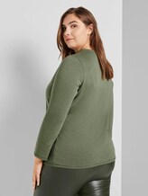 Meliertes Shirt mit Stehkragen - Frauen - greyish green melange Meliertes Shirt mit Stehkragen - Frauen - greyish green melange - 2 - My True Me
