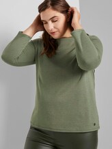 Meliertes Shirt mit Stehkragen - Frauen - greyish green melange Meliertes Shirt mit Stehkragen - Frauen - greyish green melange - 5 - My True Me