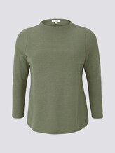 Meliertes Shirt mit Stehkragen - Frauen - greyish green melange Meliertes Shirt mit Stehkragen - Frauen - greyish green melange - 7 - My True Me