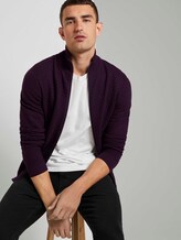 Strukturierte Mouline Strickjacke - Männer - navy bordeux knitted structure Strukturierte Mouline Strickjacke - Männer - navy bordeux knitted structure - 5 - TOM TAILOR
