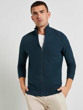 Strukturierte Mouline Strickjacke - Männer - navy green knitted structure Strukturierte Mouline Strickjacke - Männer - navy green knitted structure - 5 - TOM TAILOR
