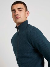 Strukturierte Mouline Strickjacke - Männer - navy green knitted structure Strukturierte Mouline Strickjacke - Männer - navy green knitted structure - 9 - TOM TAILOR
