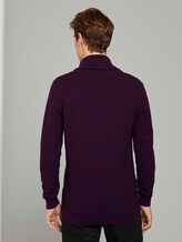 Strukturierter Mouline Pullover mit Schalkragen - Männer - navy bordeux knitted structure Strukturierter Mouline Pullover mit Schalkragen - Männer - navy bordeux knitted structure - 2 - TOM TAILOR