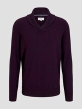 Strukturierter Mouline Pullover mit Schalkragen - Männer - navy bordeux knitted structure Strukturierter Mouline Pullover mit Schalkragen - Männer - navy bordeux knitted structure - 7 - TOM TAILOR