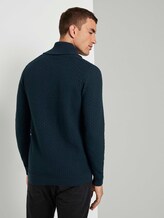 Strukturierter Mouline Pullover mit Schalkragen - Männer - navy green knitted structure Strukturierter Mouline Pullover mit Schalkragen - Männer - navy green knitted structure - 2 - TOM TAILOR