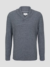 Strukturierter Mouline Pullover mit Schalkragen - Männer - grey navy knitted structure Strukturierter Mouline Pullover mit Schalkragen - Männer - grey navy knitted structure - 7 - TOM TAILOR