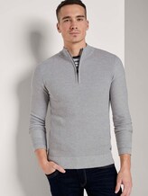 Fein strukturierter Troyer Pullover - Männer - Grey Heather Melange Fein strukturierter Troyer Pullover - Männer - Grey Heather Melange - 5 - TOM TAILOR