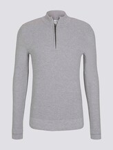 Fein strukturierter Troyer Pullover - Männer - Grey Heather Melange Fein strukturierter Troyer Pullover - Männer - Grey Heather Melange - 7 - TOM TAILOR