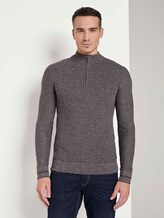 Fein strukturierter Troyer Pullover - Männer - dark wineberry melange Fein strukturierter Troyer Pullover - Männer - dark wineberry melange - 1 - TOM TAILOR