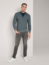 Fein strukturierter Troyer Pullover - Männer - sapphire green melange Fein strukturierter Troyer Pullover - Männer - sapphire green melange - 3 - TOM TAILOR