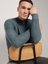 Fein strukturierter Troyer Pullover - Männer - sapphire green melange Fein strukturierter Troyer Pullover - Männer - sapphire green melange - 5 - TOM TAILOR