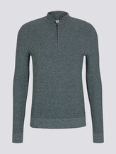 Fein strukturierter Troyer Pullover - Männer - sapphire green melange Fein strukturierter Troyer Pullover - Männer - sapphire green melange - 7 - TOM TAILOR