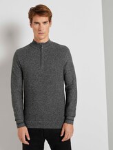 Fein strukturierter Troyer Pullover - Männer - Black Fein strukturierter Troyer Pullover - Männer - Black - 1 - TOM TAILOR