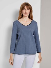 Langarmshirt - Frauen - blue navy popcorn structure Langarmshirt - Frauen - blue navy popcorn structure - 1 - TOM TAILOR