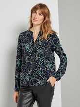 Gemusterte Henley Bluse - Frauen - black floral design Gemusterte Henley Bluse - Frauen - black floral design - 1 - TOM TAILOR