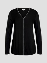Langarmshirt im Materialmix - Frauen - Deep Black Langarmshirt im Materialmix - Frauen - Deep Black - 7 - TOM TAILOR