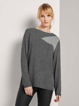 Langarmshirt im Mustermix - Frauen - dark grey herringbone small Langarmshirt im Mustermix - Frauen - dark grey herringbone small - 1 - TOM TAILOR