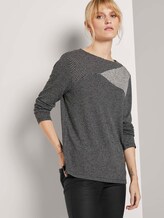 Langarmshirt im Mustermix - Frauen - dark grey herringbone small Langarmshirt im Mustermix - Frauen - dark grey herringbone small - 5 - TOM TAILOR