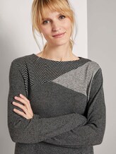 Langarmshirt im Mustermix - Frauen - dark grey herringbone small Langarmshirt im Mustermix - Frauen - dark grey herringbone small - 9 - TOM TAILOR