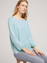Sweatshirt met gemêleerde binnenkant - Vrouwen - soft leaf green melange Sweatshirt met gemêleerde binnenkant - Vrouwen - soft leaf green melange - 5 - TOM TAILOR
