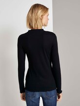 Geripptes Langarmshirt mit Stehkragen - Frauen - Deep Black Geripptes Langarmshirt mit Stehkragen - Frauen - Deep Black - 2 - TOM TAILOR Denim