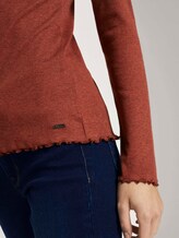 Geripptes Langarmshirt mit Stehkragen - Frauen - rust orange melange Geripptes Langarmshirt mit Stehkragen - Frauen - rust orange melange - 10 - TOM TAILOR Denim